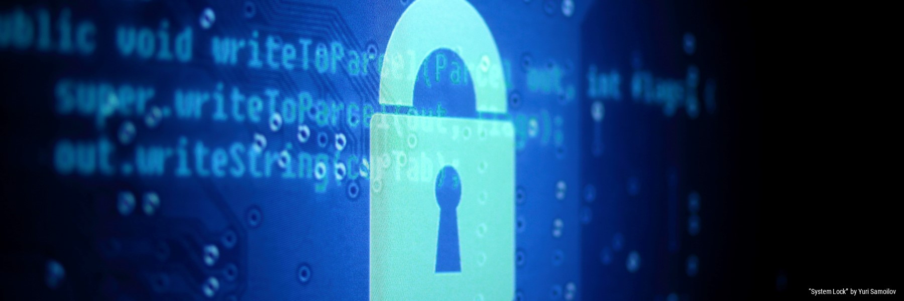Computer Screen With Image Of A Lock And Code