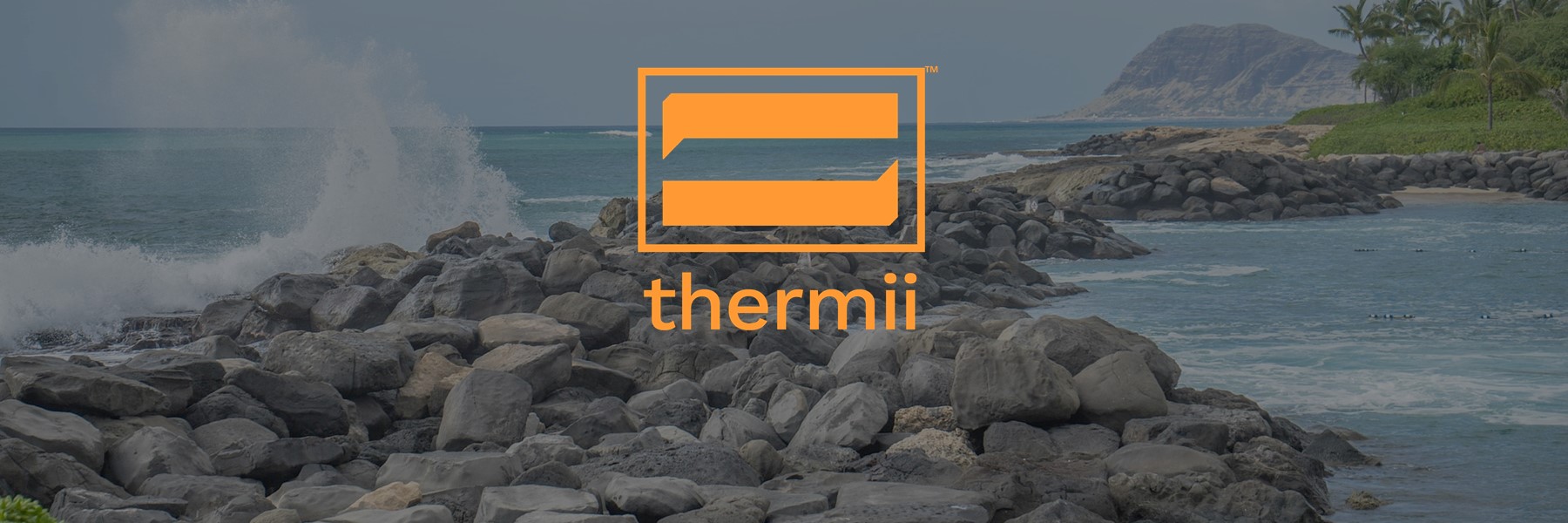 Thermii Logo Over Scenic Picture Of Hawaii.