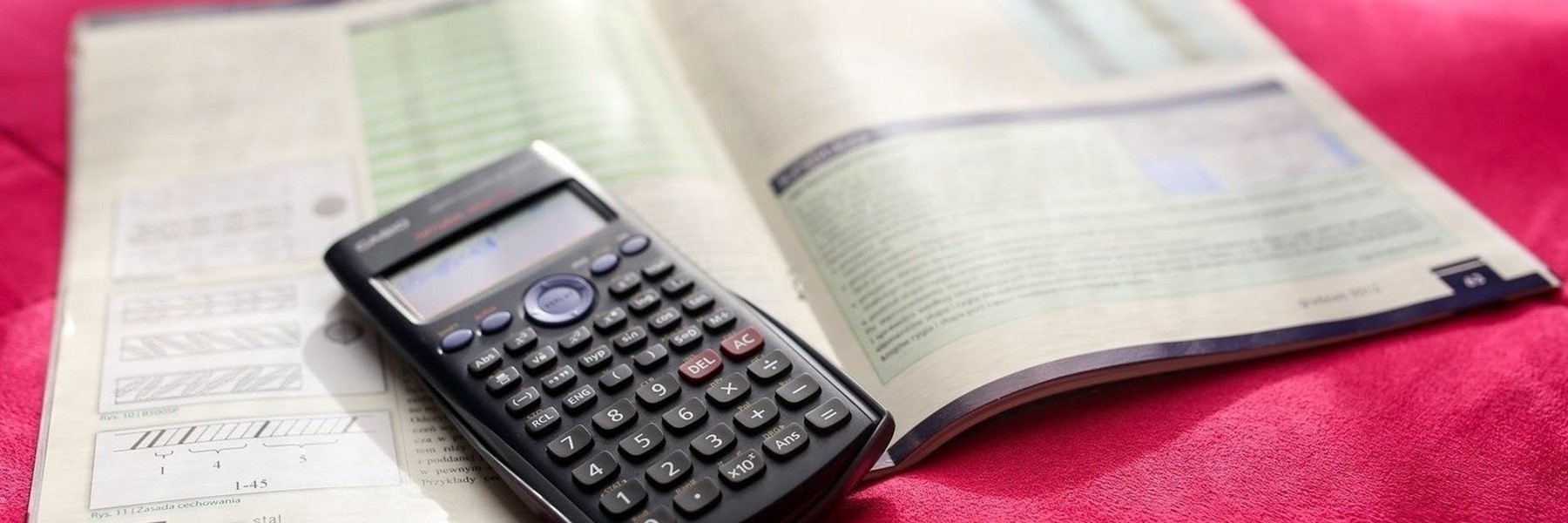 Calculator On Top Of A Math Book.